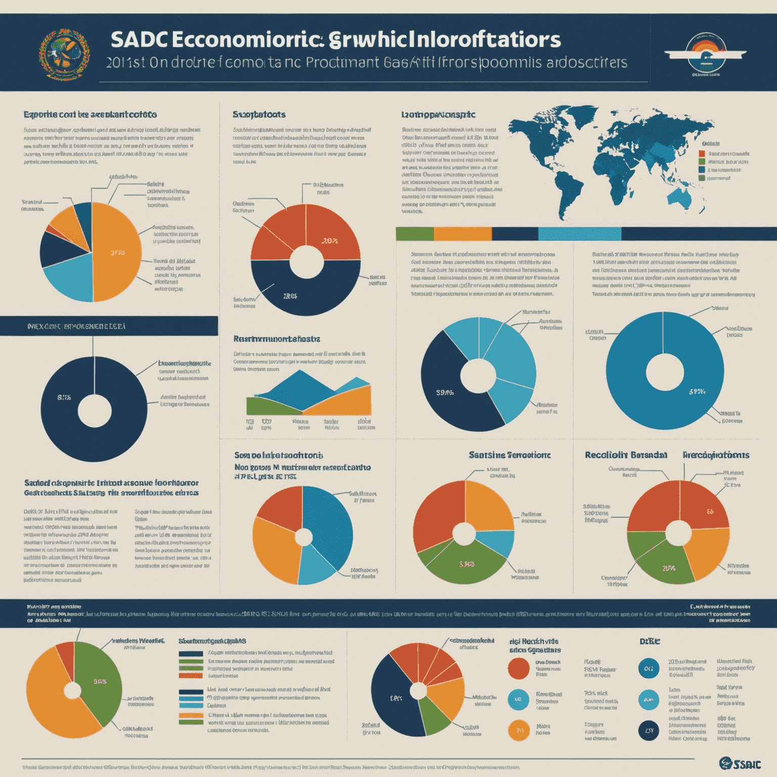 Infographic showing key economic indicators and growth projections for SADC countries